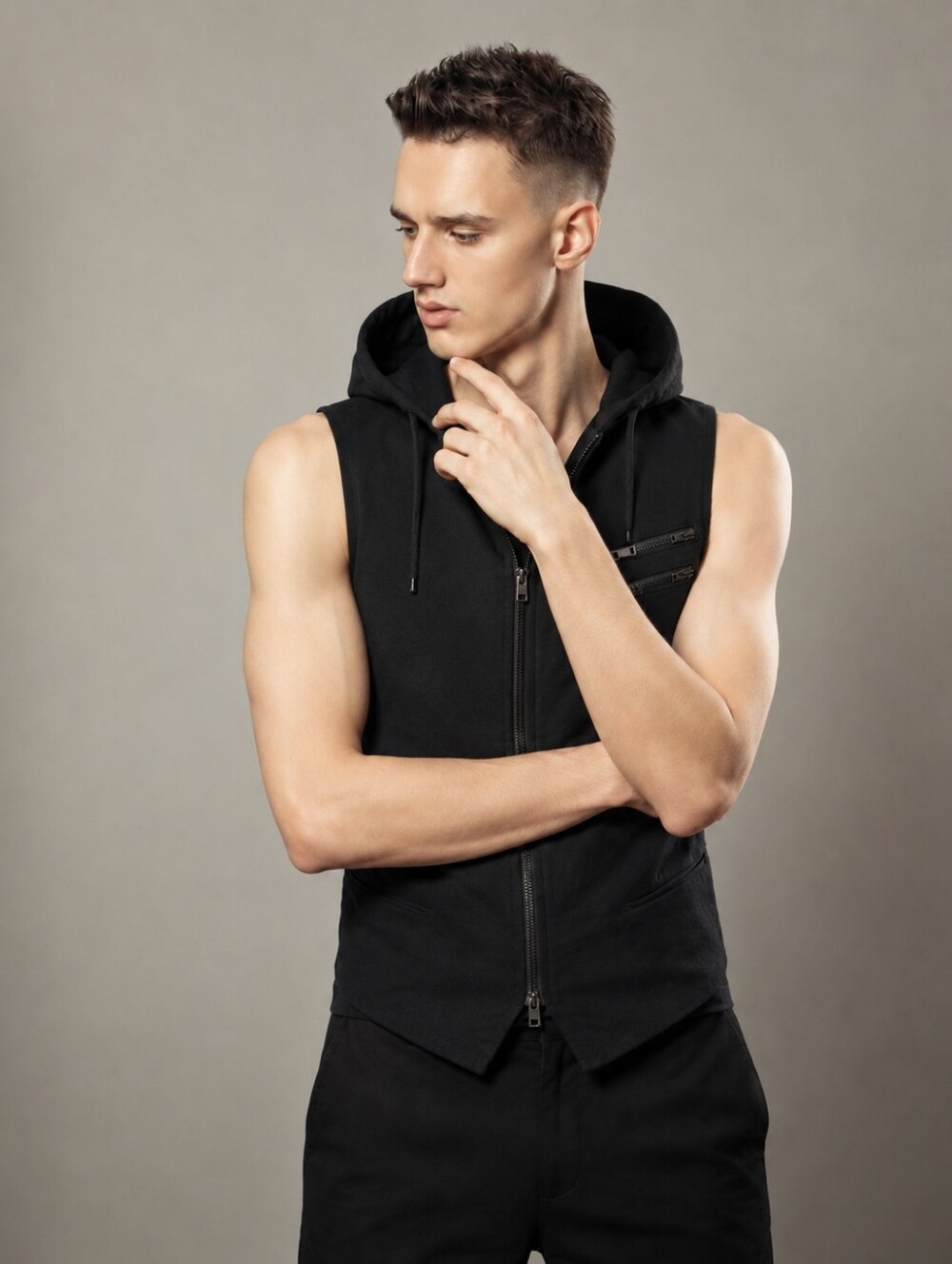 Guess Brand Black Hooded Vest